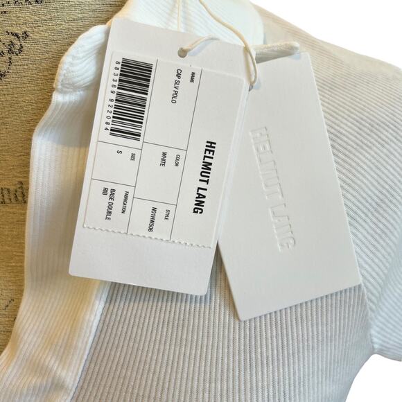 HELMUT LANG Women's Strappy Cap Sleeve Polo White S NWT - Picture 7 of 7